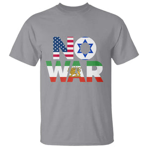 No War USA Israel Iran Flags T Shirt Anti War Protest Political Statement TS02 Sport Gray Print Your Wear