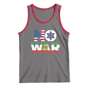 No War USA Israel Iran Flags Tank Top Anti War Protest Political Statement TS02 Deep Heather Red Print Your Wear