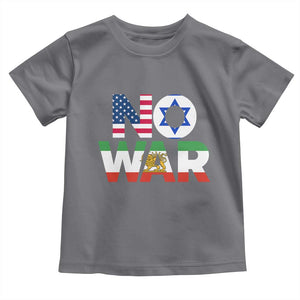No War USA Israel Iran Flags Toddler T Shirt Anti War Protest Political Statement TS02 Charcoal Print Your Wear