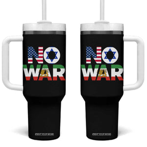 No War USA Israel Iran Flags Tumbler With Handle Anti War Protest Political Statement TS02 One Size: 40 oz Black Print Your Wear