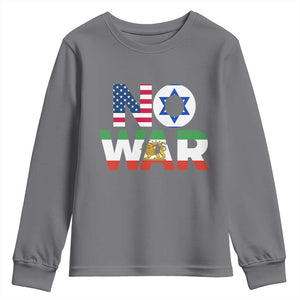 No War USA Israel Iran Flags Youth Sweatshirt Anti War Protest Political Statement TS02 Charcoal Print Your Wear