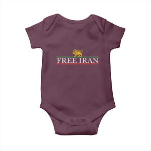 Free Iran Lion And Sun Graphic Baby Onesie Iranian Freedom Supporters TS02 Maroon Print Your Wear