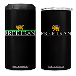Free Iran Lion And Sun Graphic 4 in 1 Can Cooler Tumbler Iranian Freedom Supporters TS02 One Size: 16 oz Black Print Your Wear