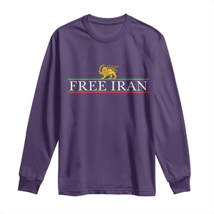 Free Iran Lion And Sun Graphic Long Sleeve Shirt Iranian Freedom Supporters TS02 Purple Print Your Wear