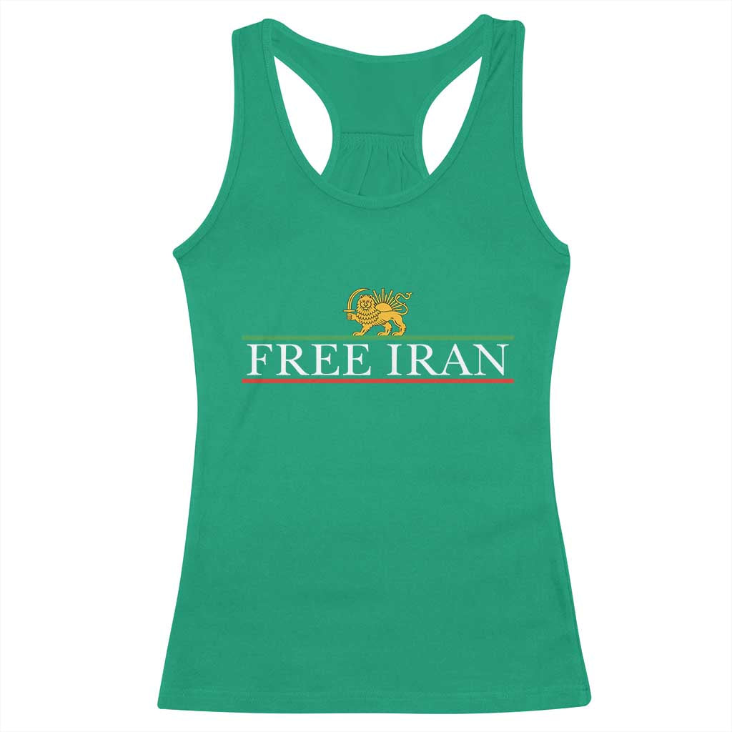 Free Iran Lion And Sun Graphic Racerback Tank Top Iranian Freedom Supporters TS02 Irish Green Print Your Wear