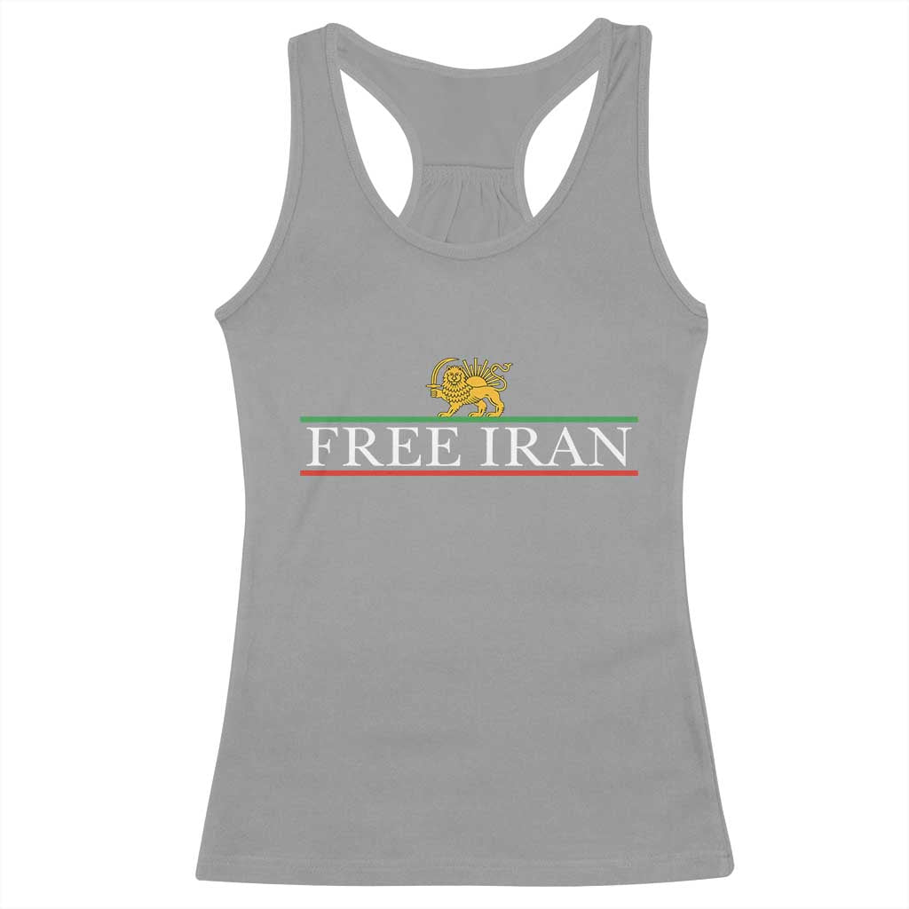 Free Iran Lion And Sun Graphic Racerback Tank Top Iranian Freedom Supporters TS02 Sport Gray Print Your Wear