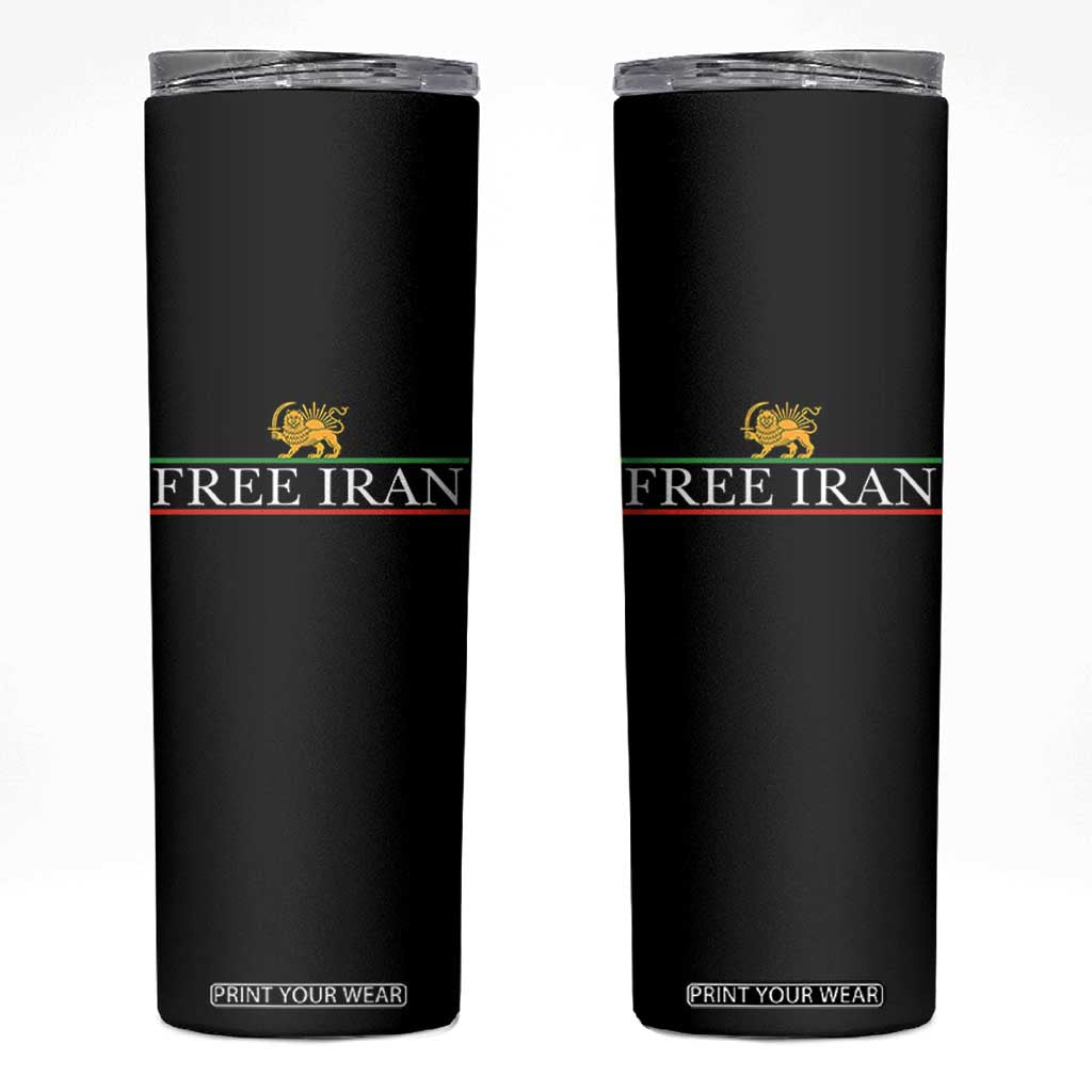 Free Iran Lion And Sun Graphic Skinny Tumbler Iranian Freedom Supporters TS02 Black Print Your Wear