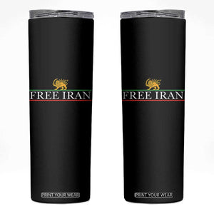 Free Iran Lion And Sun Graphic Skinny Tumbler Iranian Freedom Supporters TS02 Black Print Your Wear
