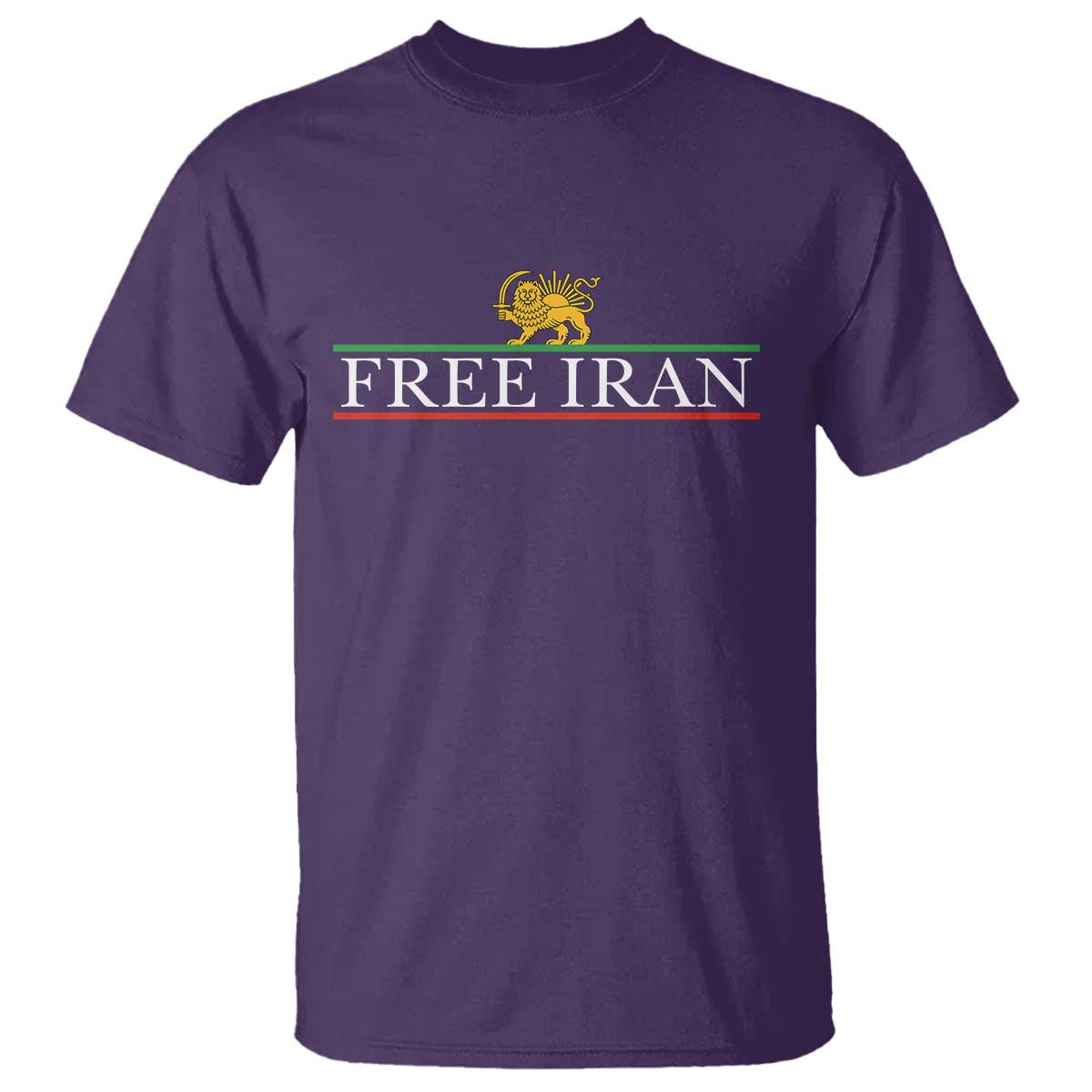 Free Iran Lion And Sun Graphic T Shirt Iranian Freedom Supporters TS02 Purple Print Your Wear