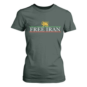 Free Iran Lion And Sun Graphic T Shirt For Women Iranian Freedom Supporters TS02 Dark Forest Green Print Your Wear