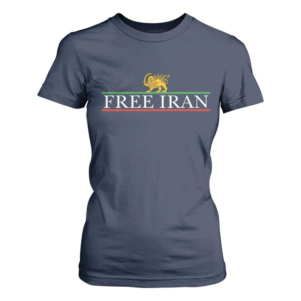 Free Iran Lion And Sun Graphic T Shirt For Women Iranian Freedom Supporters TS02 Navy Print Your Wear