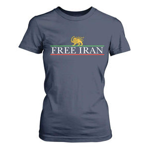 Free Iran Lion And Sun Graphic T Shirt For Women Iranian Freedom Supporters TS02 Navy Print Your Wear