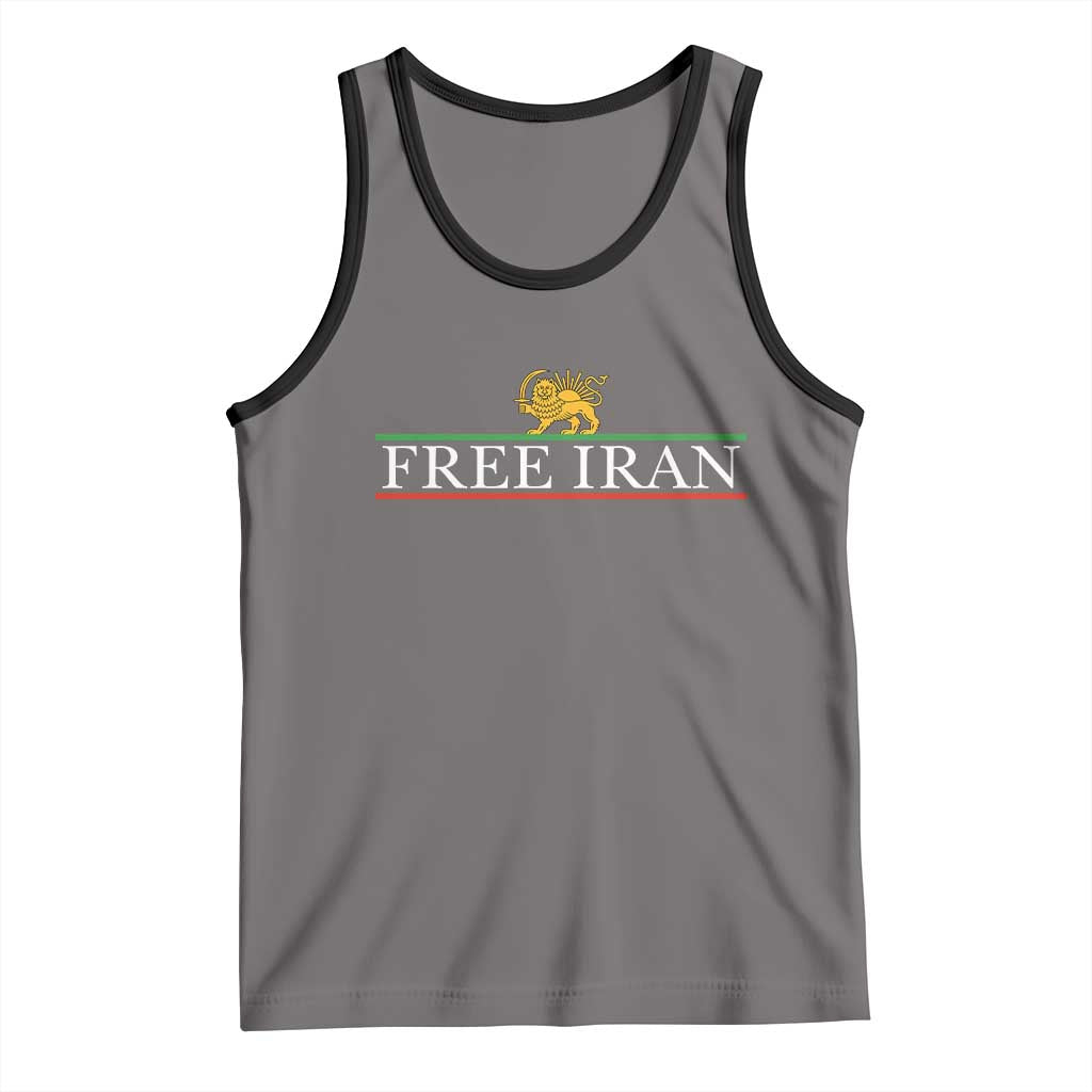 Free Iran Lion And Sun Graphic Tank Top Iranian Freedom Supporters TS02 Deep Heather Black Print Your Wear