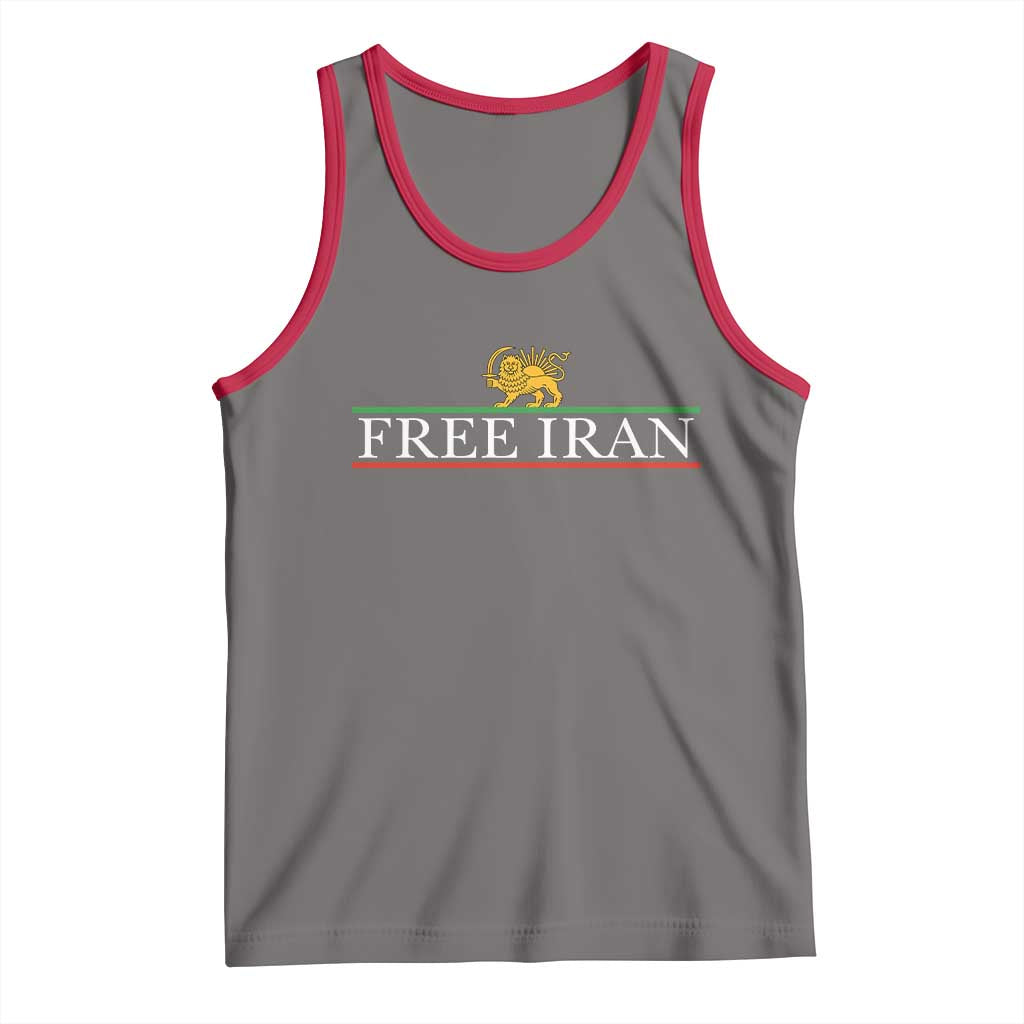 Free Iran Lion And Sun Graphic Tank Top Iranian Freedom Supporters TS02 Deep Heather Red Print Your Wear