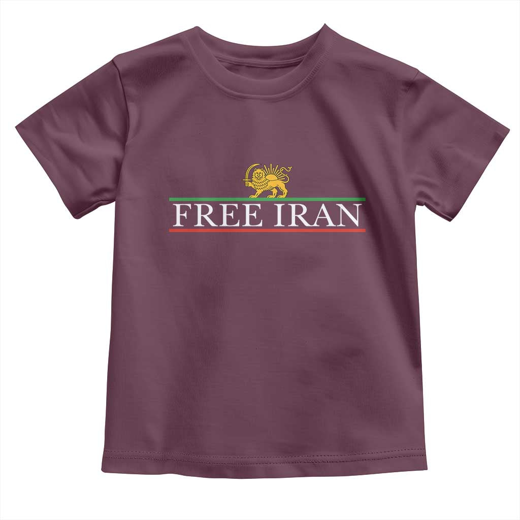 Free Iran Lion And Sun Graphic Toddler T Shirt Iranian Freedom Supporters TS02 Maroon Print Your Wear