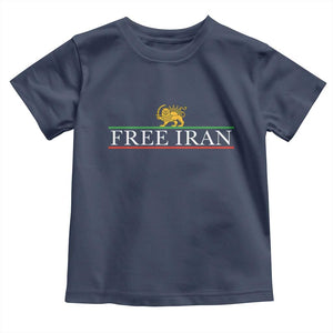 Free Iran Lion And Sun Graphic Toddler T Shirt Iranian Freedom Supporters TS02 Navy Print Your Wear