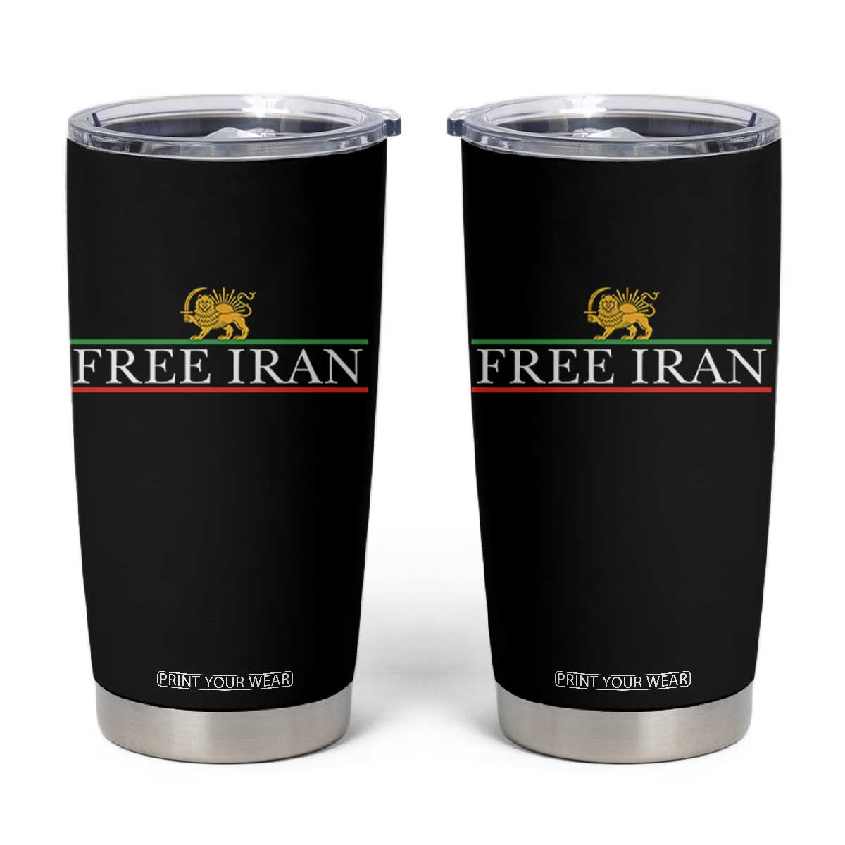 Free Iran Lion And Sun Graphic Tumbler Cup Iranian Freedom Supporters TS02 Black Print Your Wear