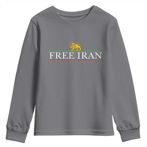 Free Iran Lion And Sun Graphic Youth Sweatshirt Iranian Freedom Supporters TS02 Charcoal Print Your Wear