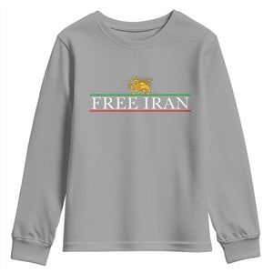 Free Iran Lion And Sun Graphic Youth Sweatshirt Iranian Freedom Supporters TS02 Sport Gray Print Your Wear