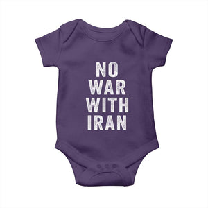 No War With Iran Baby Onesie Anti War Peace Protest Iranian People TS02 Purple Print Your Wear