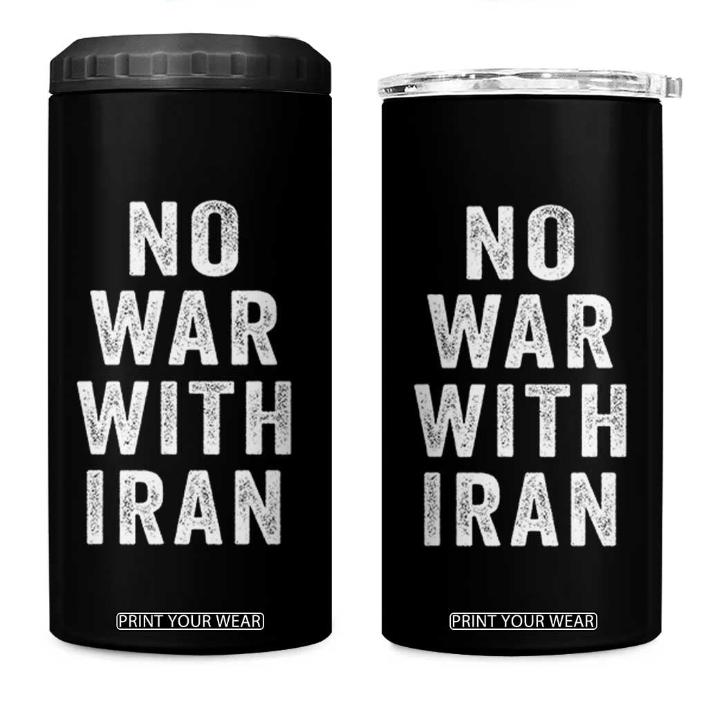 No War With Iran 4 in 1 Can Cooler Tumbler Anti War Peace Protest Iranian People TS02 One Size: 16 oz Black Print Your Wear