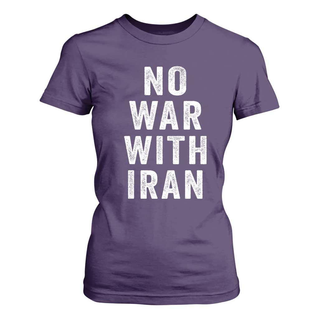 No War With Iran T Shirt For Women Anti War Peace Protest Iranian People TS02 Purple Print Your Wear