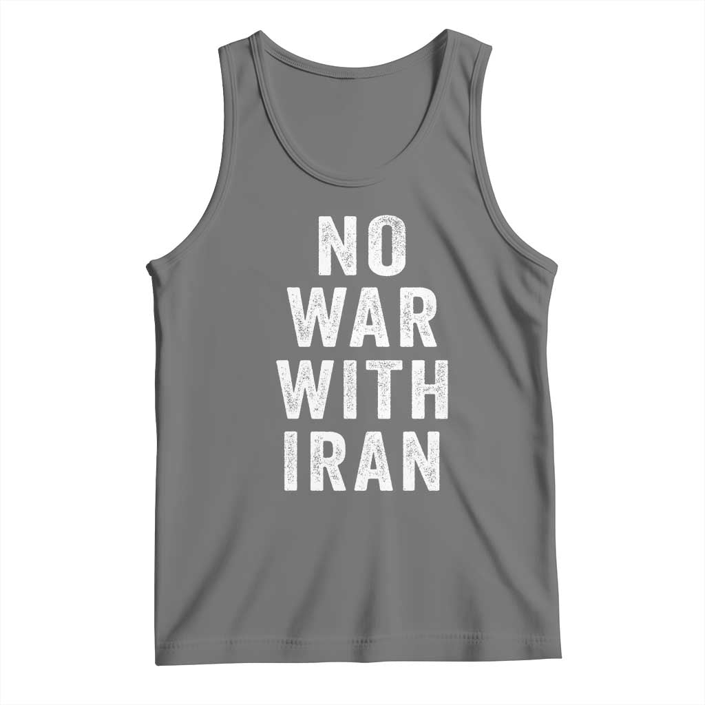 No War With Iran Tank Top Anti War Peace Protest Iranian People TS02 Black Heather Print Your Wear