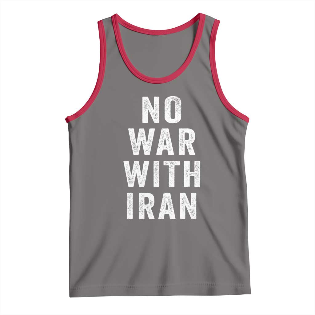 No War With Iran Tank Top Anti War Peace Protest Iranian People TS02 Deep Heather Red Print Your Wear