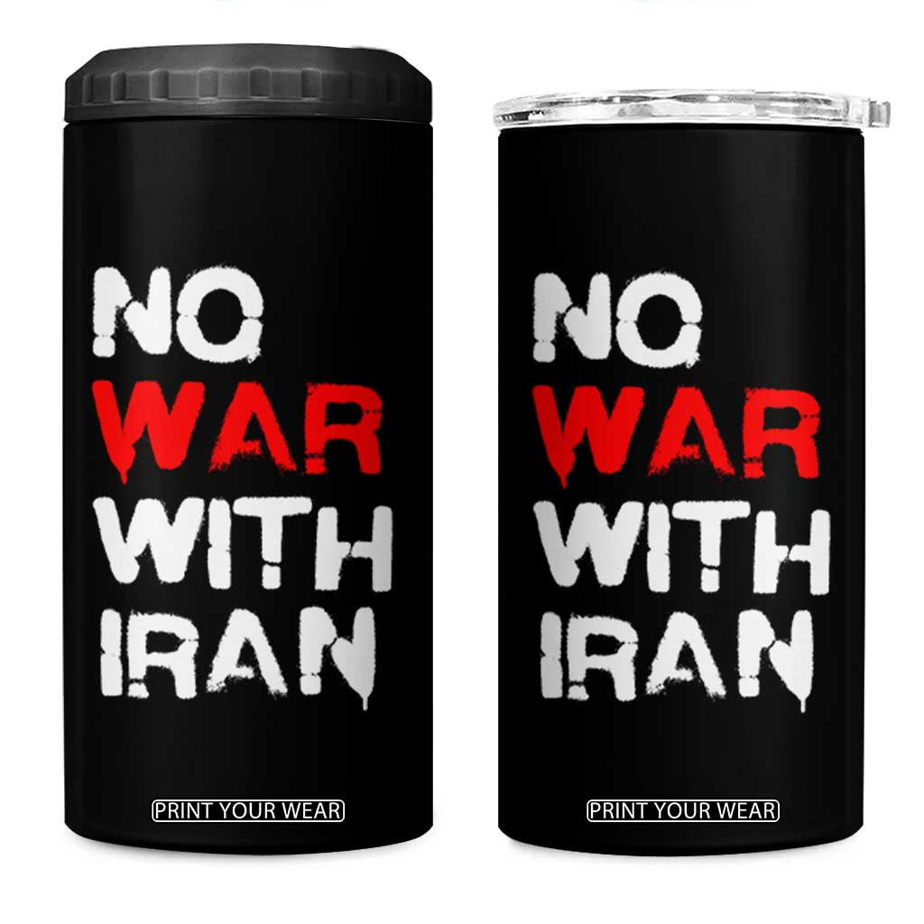 No War With Iran 4 in 1 Can Cooler Tumbler Anti War Peace Activist Protest Iranian People TS02 One Size: 16 oz Black Print Your Wear