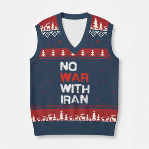 No War With Iran V-Neck Knit Sweater Vest Anti War Peace Activist Protest Iranian People TS02 Navy Red Print Your Wear