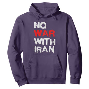 No War With Iran Hoodie Anti War Peace Activist Protest Iranian People TS02 Purple Print Your Wear