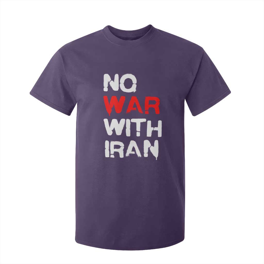 No War With Iran T Shirt For Kid Anti War Peace Activist Protest Iranian People TS02 Purple Print Your Wear