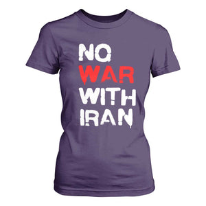 No War With Iran T Shirt For Women Anti War Peace Activist Protest Iranian People TS02 Purple Print Your Wear