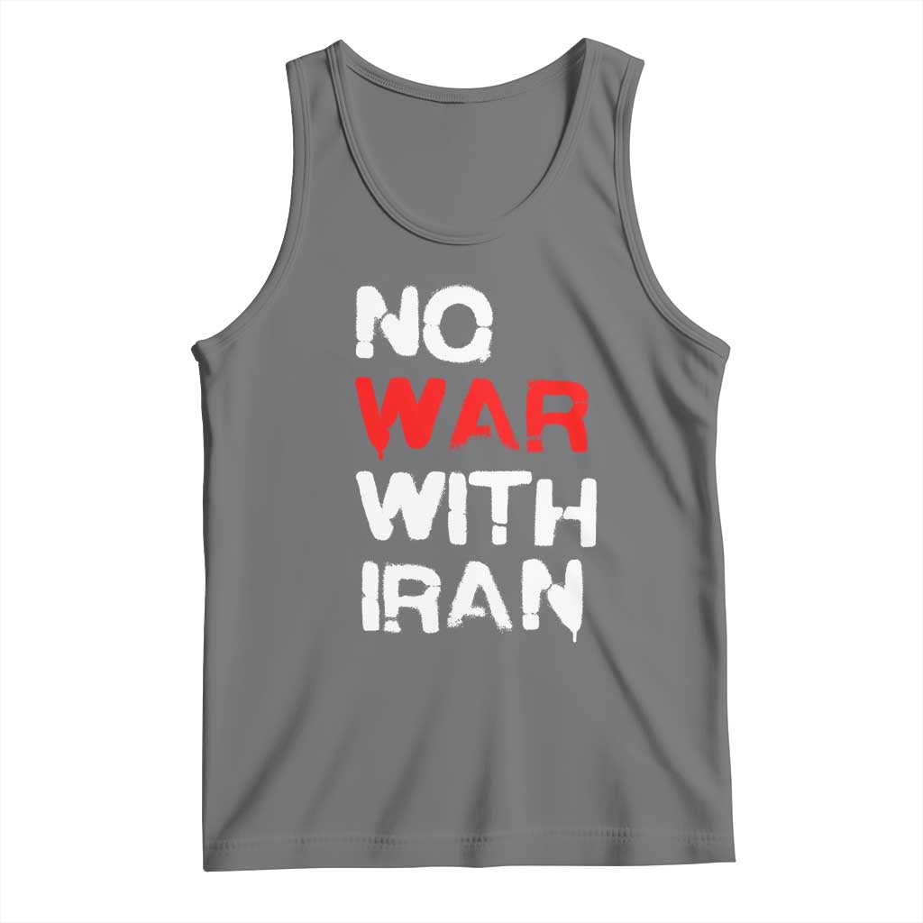 No War With Iran Tank Top Anti War Peace Activist Protest Iranian People TS02 Black Heather Print Your Wear