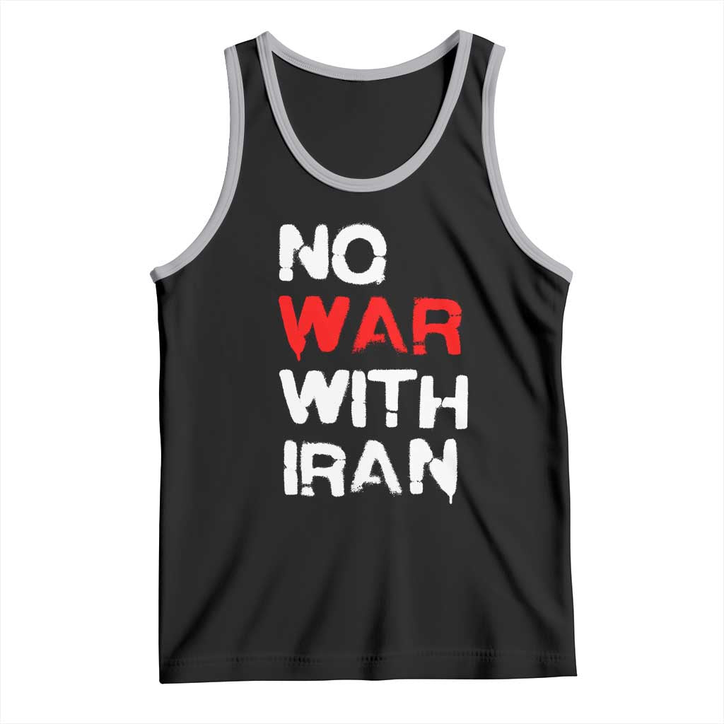 No War With Iran Tank Top Anti War Peace Activist Protest Iranian People TS02 Black Athletic Heather Print Your Wear