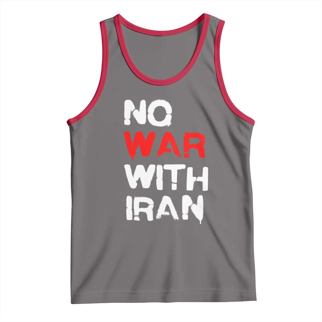 No War With Iran Tank Top Anti War Peace Activist Protest Iranian People TS02 Deep Heather Red Print Your Wear