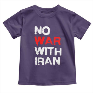 No War With Iran Toddler T Shirt Anti War Peace Activist Protest Iranian People TS02 Purple Print Your Wear