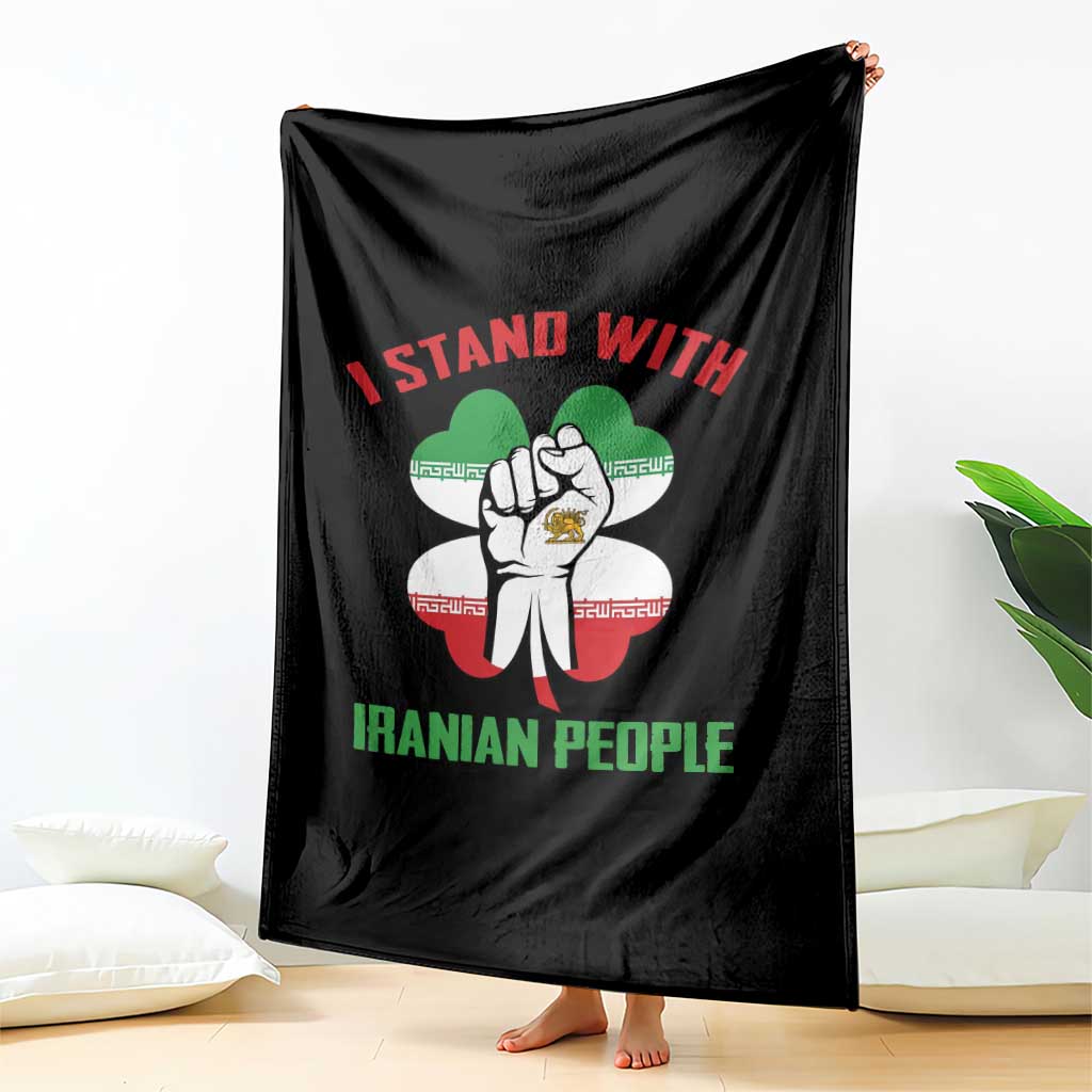 I Stand With Iranian People Freedom Supporters Throw Blanket Raised Fist Persian Flag Iran Revolution TS02 Print Your Wear