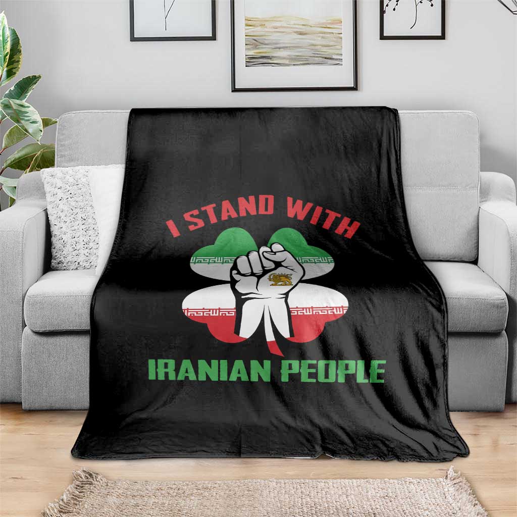 I Stand With Iranian People Freedom Supporters Throw Blanket Raised Fist Persian Flag Iran Revolution TS02 Print Your Wear