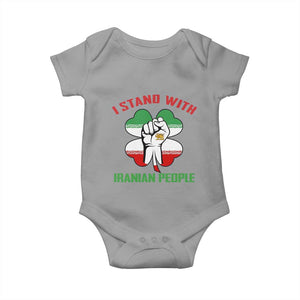 I Stand With Iranian People Freedom Supporters Baby Onesie Raised Fist Persian Flag Iran Revolution TS02 Sport Gray Print Your Wear