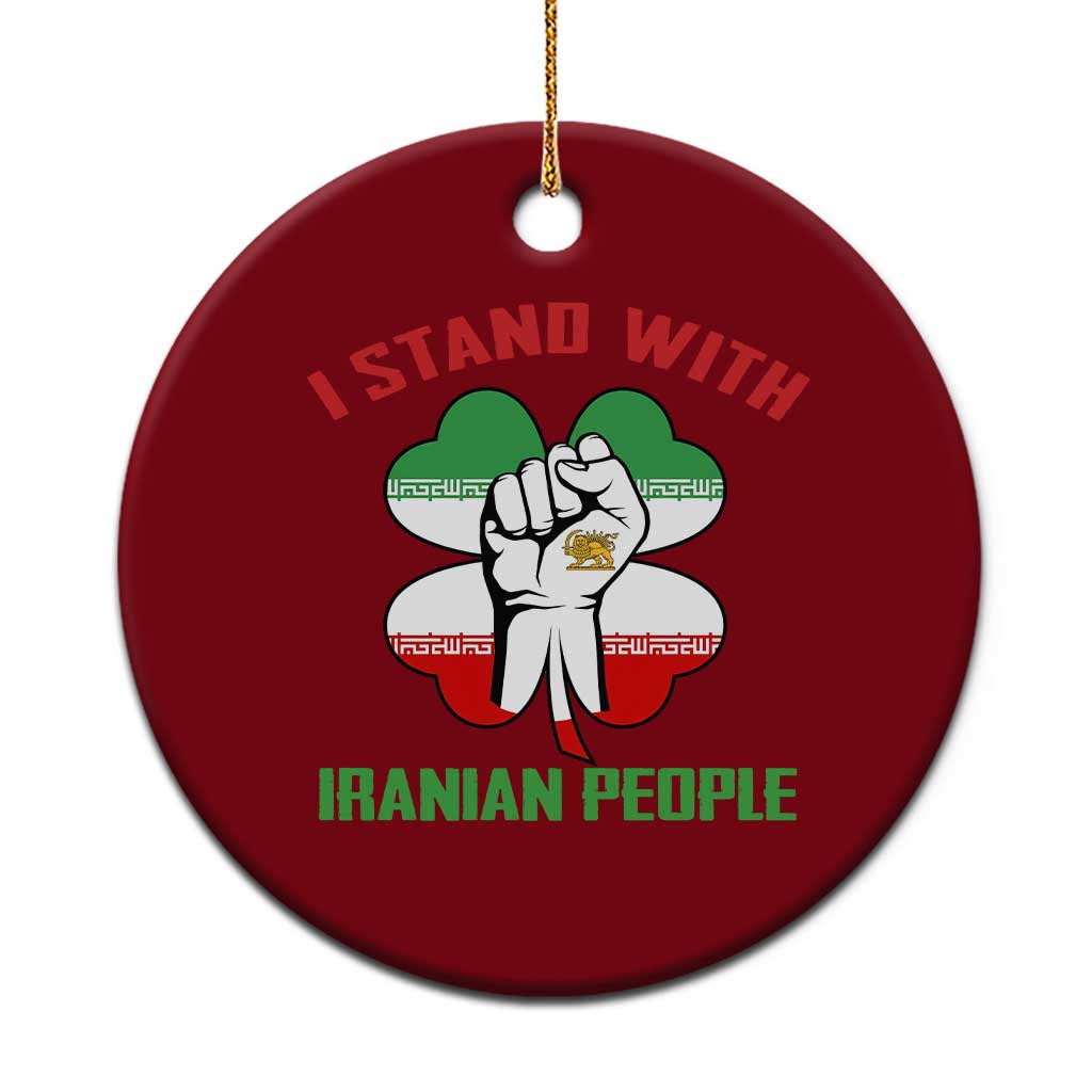 I Stand With Iranian People Freedom Supporters Ceramic Ornament Raised Fist Persian Flag Iran Revolution TS02 1pc Red Print Your Wear