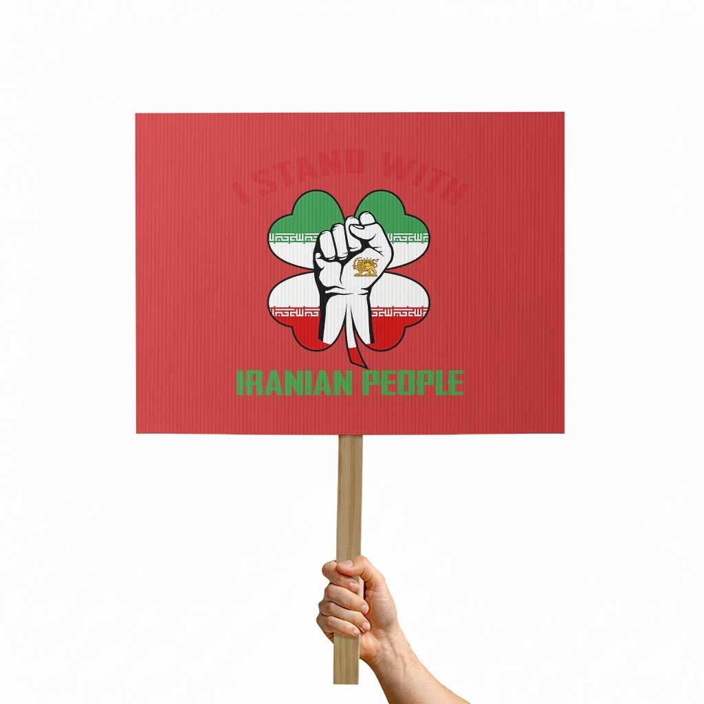 I Stand With Iranian People Freedom Supporters Protest Sign Raised Fist Persian Flag Iran Revolution TS02 Horizontal 18