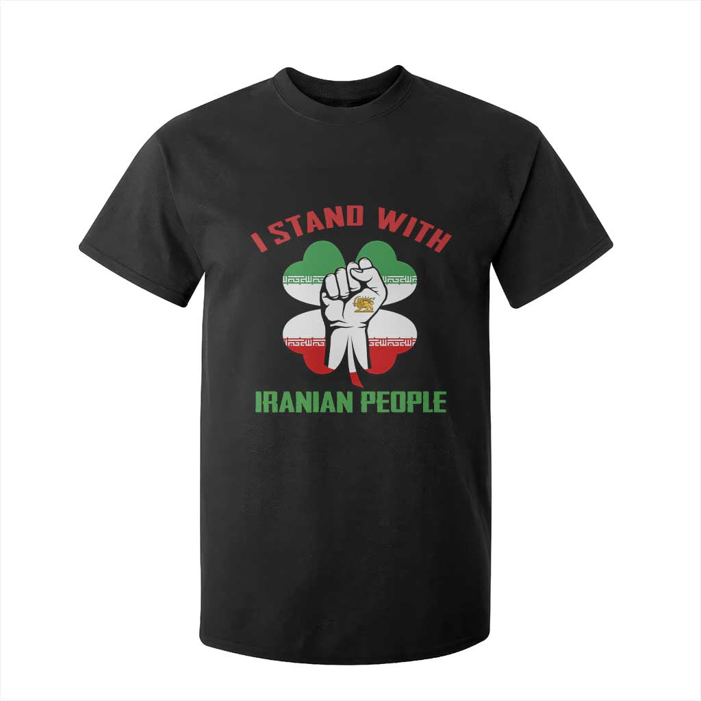 I Stand With Iranian People Freedom Supporters T Shirt For Kid Raised Fist Persian Flag Iran Revolution TS02 Black Print Your Wear