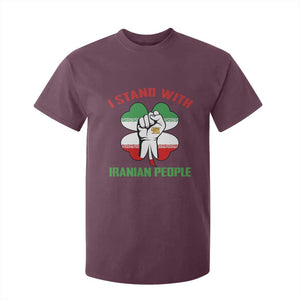 I Stand With Iranian People Freedom Supporters T Shirt For Kid Raised Fist Persian Flag Iran Revolution TS02 Maroon Print Your Wear