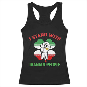 I Stand With Iranian People Freedom Supporters Racerback Tank Top Raised Fist Persian Flag Iran Revolution TS02 Black Print Your Wear