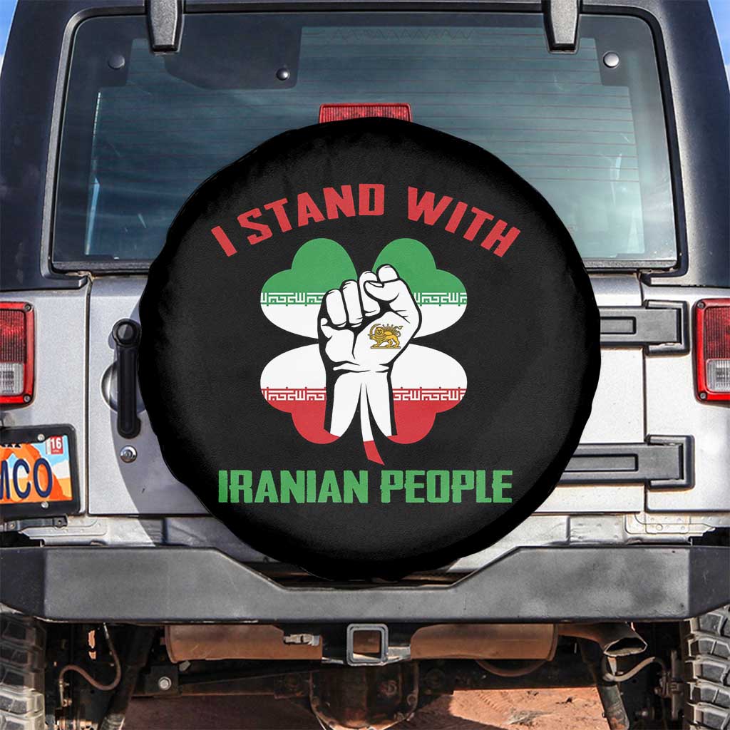 I Stand With Iranian People Freedom Supporters Spare Tire Cover Raised Fist Persian Flag Iran Revolution TS02 No hole Black Print Your Wear
