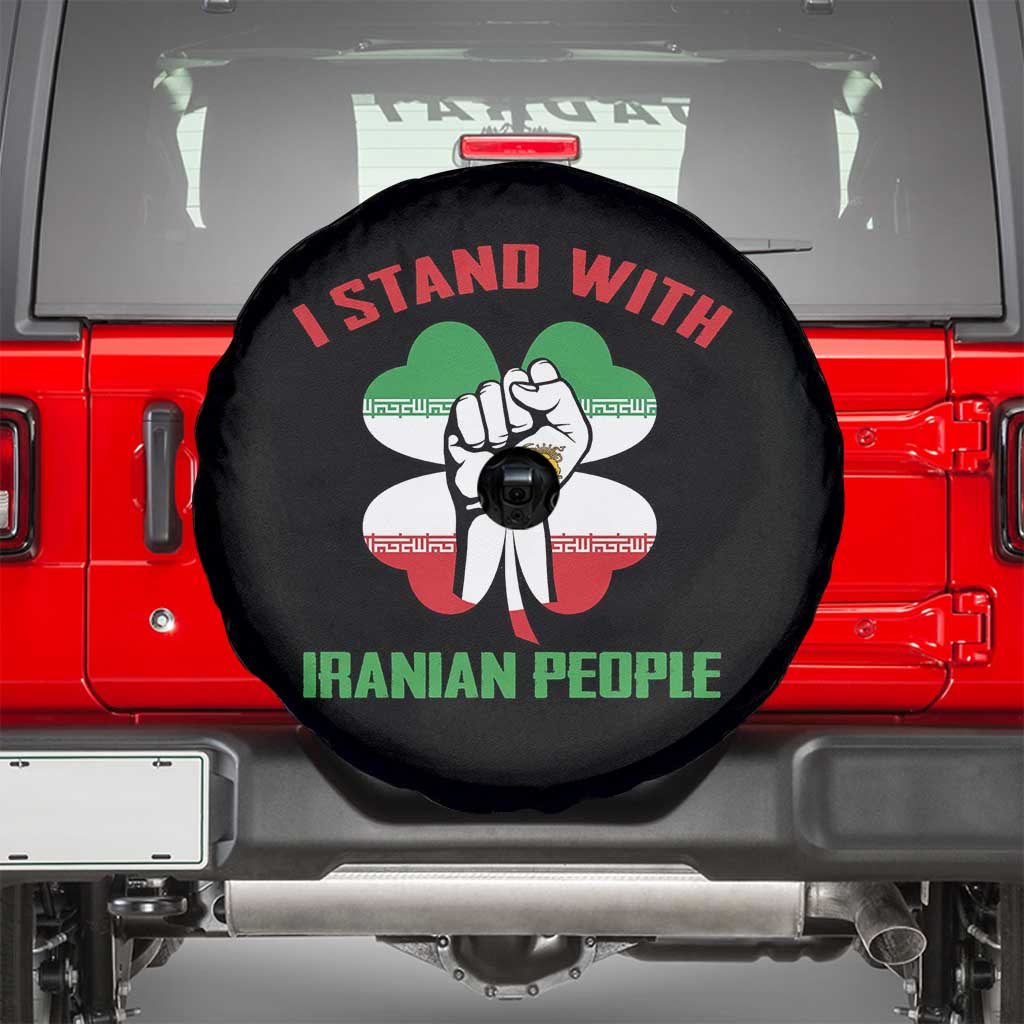 I Stand With Iranian People Freedom Supporters Spare Tire Cover Raised Fist Persian Flag Iran Revolution TS02 Black Print Your Wear