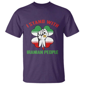 I Stand With Iranian People Freedom Supporters T Shirt Raised Fist Persian Flag Iran Revolution TS02 Purple Print Your Wear