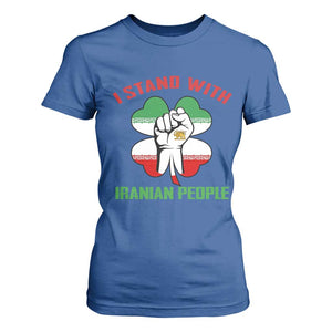 I Stand With Iranian People Freedom Supporters T Shirt For Women Raised Fist Persian Flag Iran Revolution TS02 Royal Blue Print Your Wear
