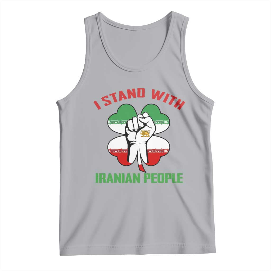 I Stand With Iranian People Freedom Supporters Tank Top Raised Fist Persian Flag Iran Revolution TS02 Athletic Heather Print Your Wear
